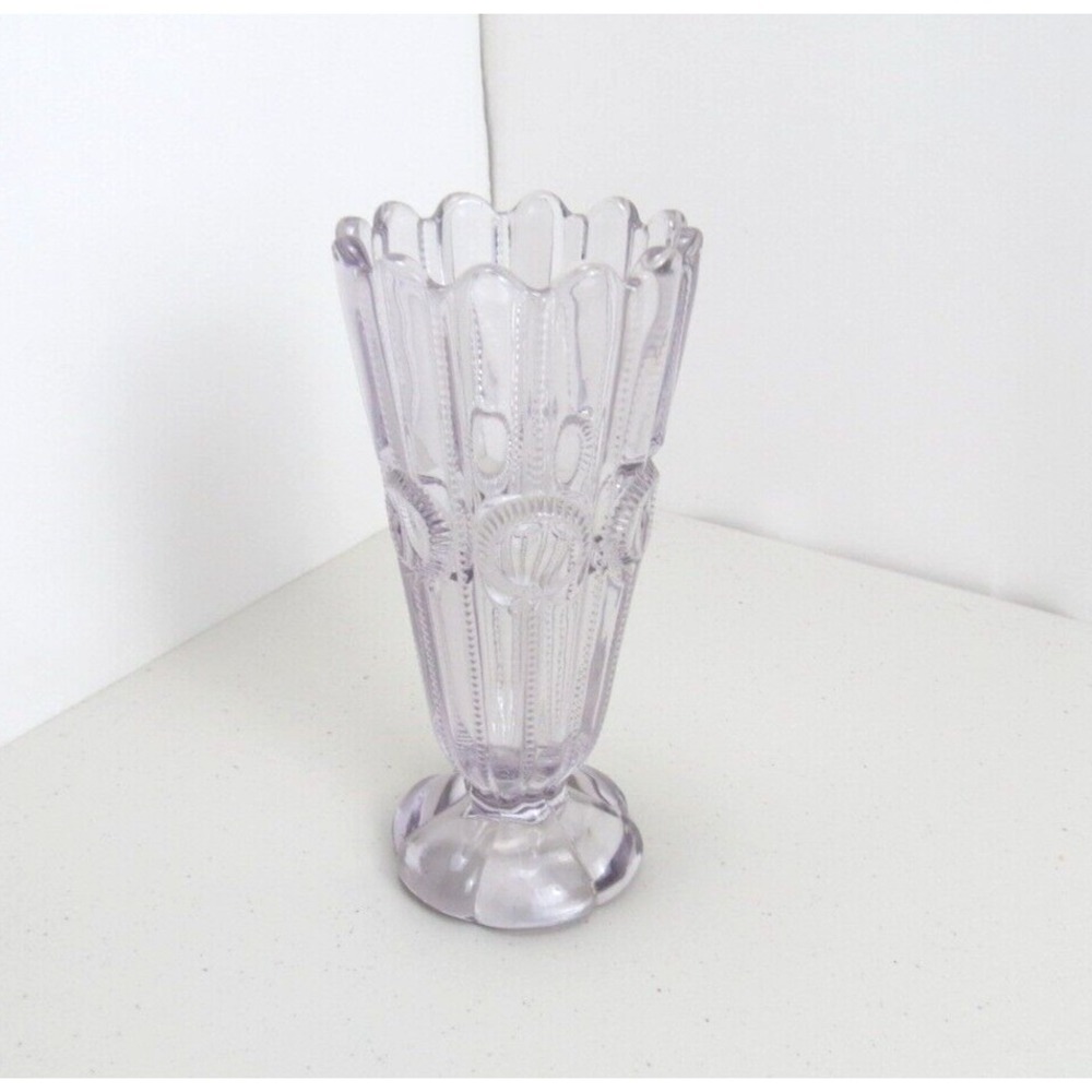 Vintage Soda Fountain Glass Vase 8 Inches Clear Flower Vase